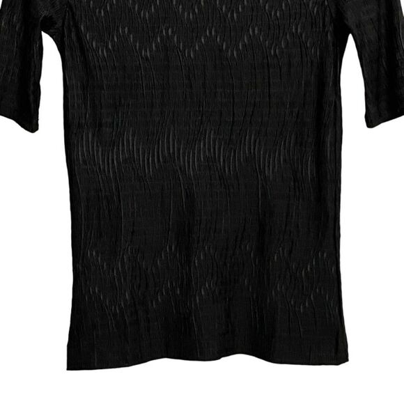 NWT Zara Short Sleeve Crinkled Textured Shirt Top Size S Black Geometric Pattern - Picture 5 of 13